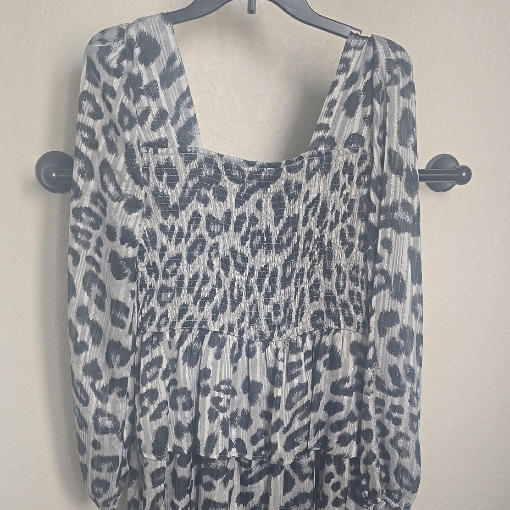 Leopard Print Smocked Blouse